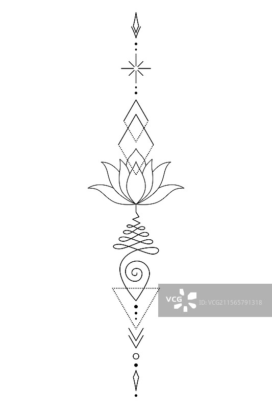 神圣莲花乌纳罗美纹身设计极简风格图片素材