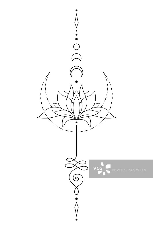 神圣莲花乌纳罗美纹身设计极简风格图片素材