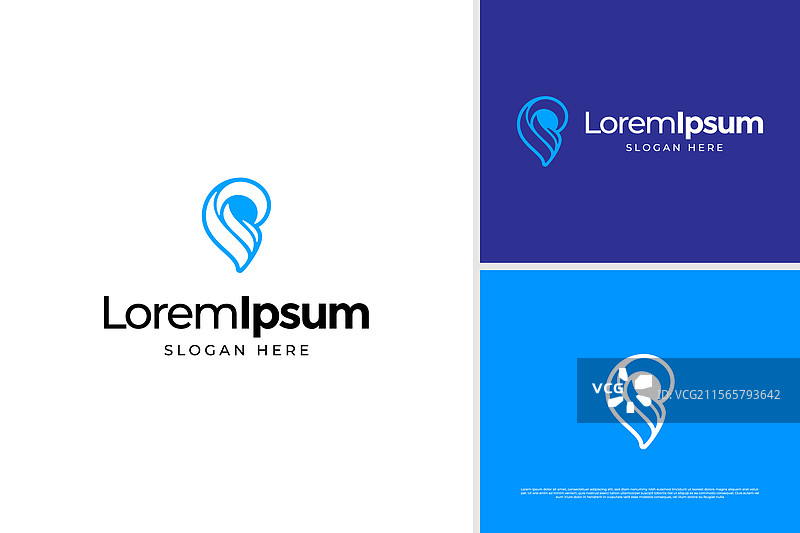 极简字母P旅行波浪标志设计图片素材