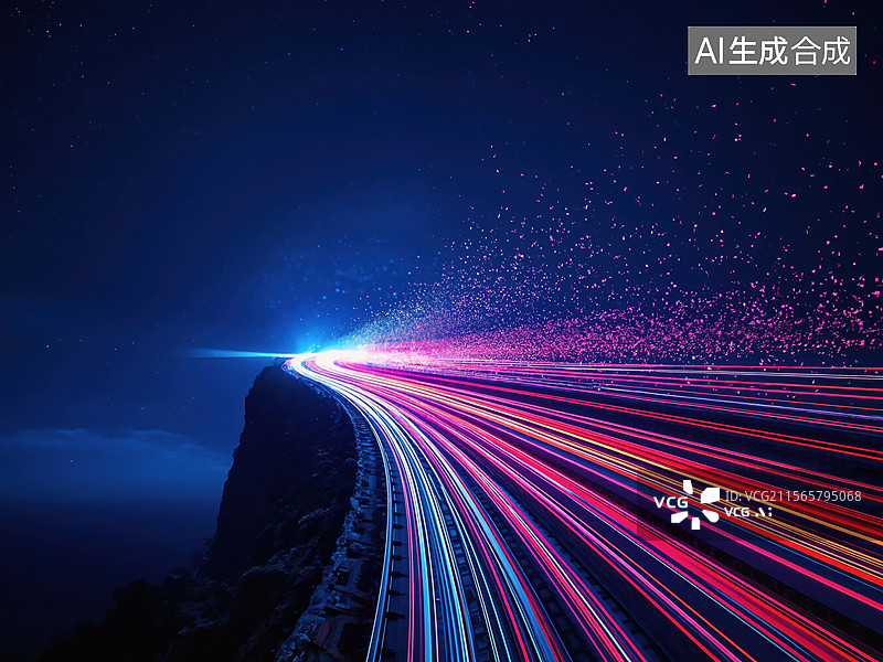 【AI数字艺术】光轨夜景图片素材