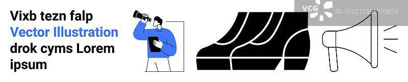 使用望远镜的人与抽象步骤图片素材