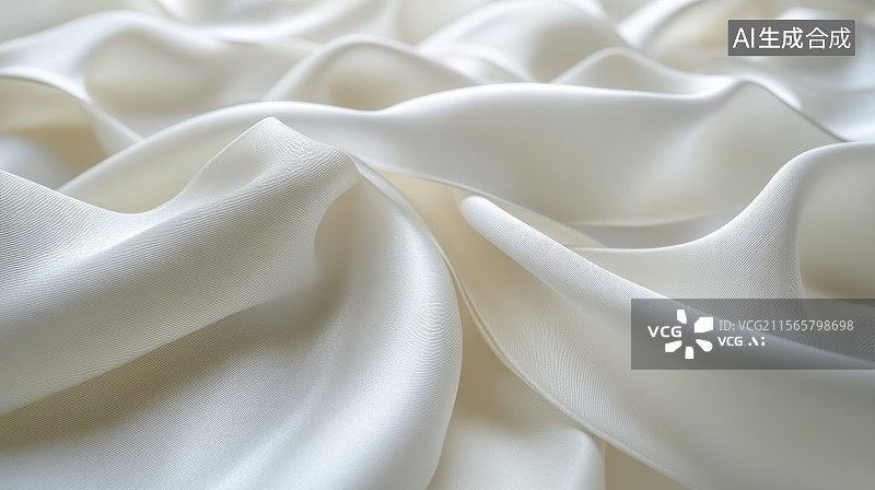 【AI数字艺术】白色丝绸面料的褶皱纹理图片素材