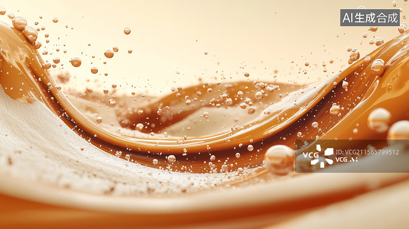 【AI数字艺术】液体流动与气泡的特写图片素材