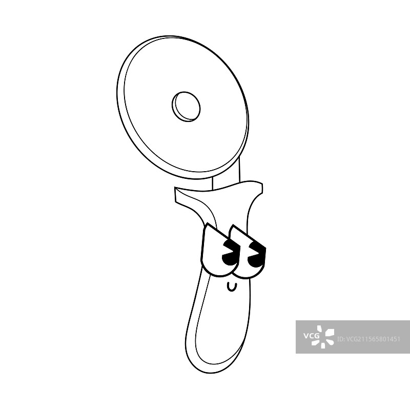 可爱的角色比萨刀轮廓涂鸦图片素材