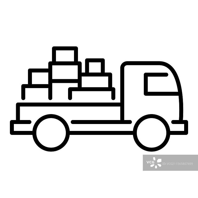 送货卡车线条图标图片素材