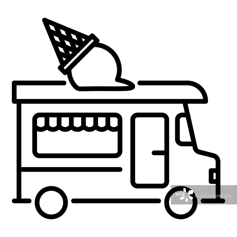 冰淇淋食品车线条图标图片素材
