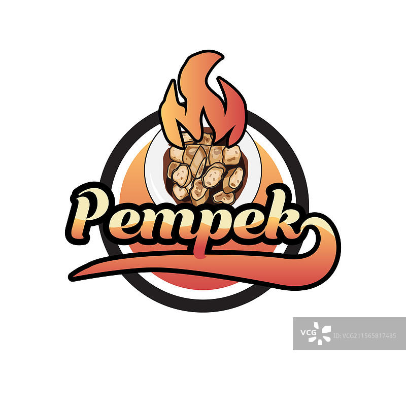 印尼美食Pempek复古标志模板设计图片素材