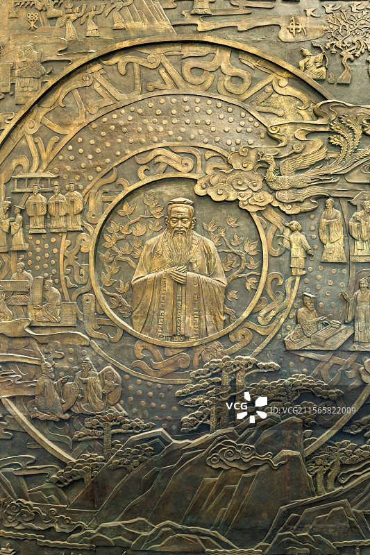 山东省济宁市博物馆（文化中心新馆）大厅浅浮雕图片素材