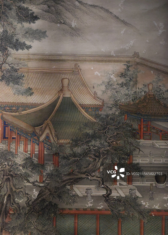 御花园古柏图轴图片素材