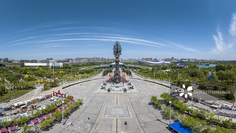 河北省唐山市南湖风景区航拍图片素材