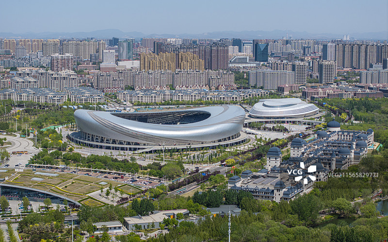 河北省唐山市南湖风景区航拍图片素材