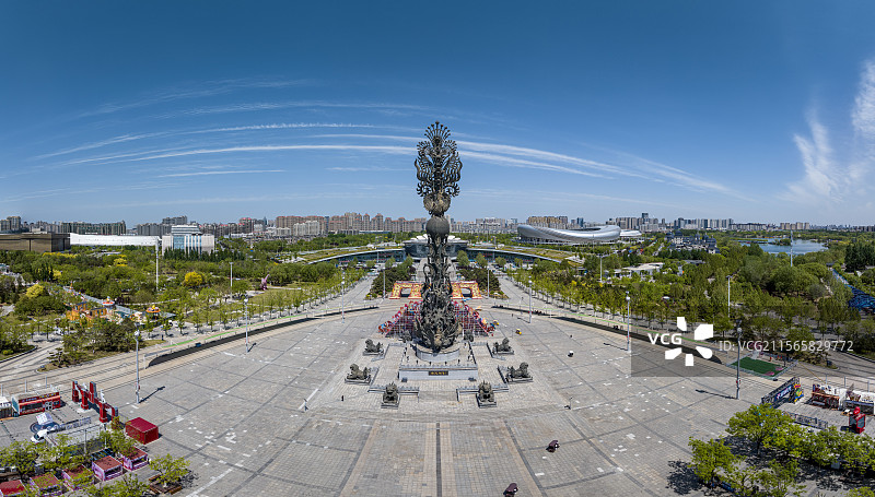 河北省唐山市南湖风景区航拍图片素材