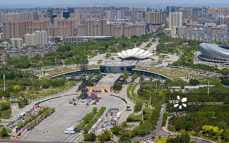 河北省唐山市南湖风景区航拍图片素材