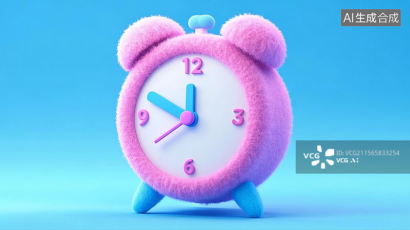 【AI数字艺术】3D卡通毛毡闹钟图片素材