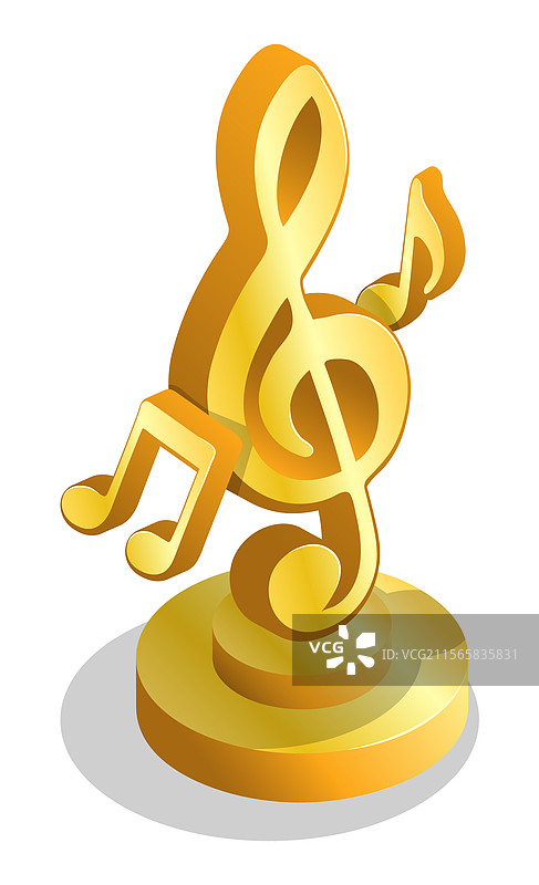 等距三维金色音乐奖杯颁发给图片素材