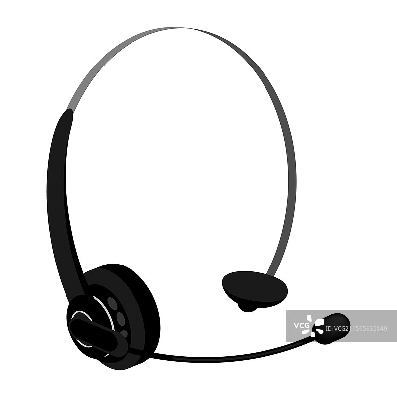 等距呼叫中心操作员佩戴有线耳机图片素材