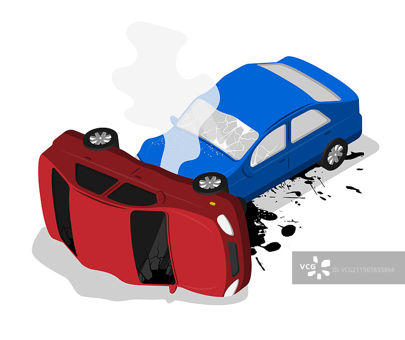 乘用车的等距碰撞，严重程度高图片素材