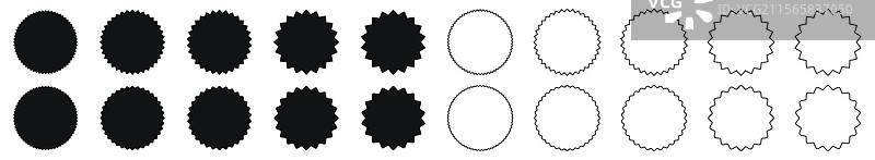 一套波浪边缘的圆形价格徽章图片素材