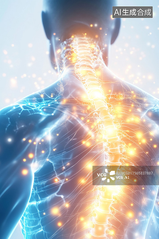 【AI数字艺术】颈椎病肩椎病人体模型示意图图片素材
