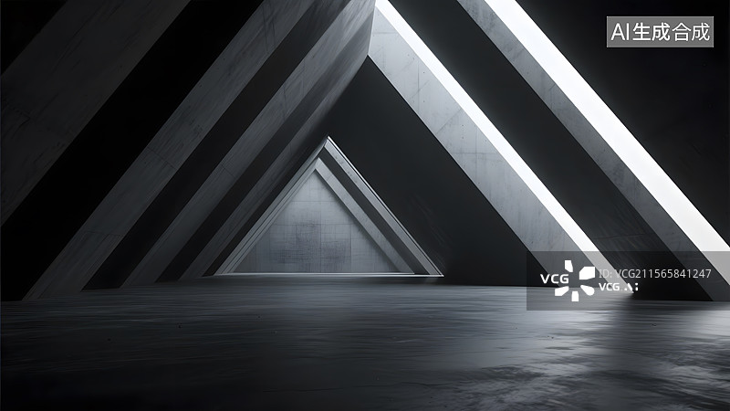【AI数字艺术】适合做产品展示和汽车背景图的黑色灰色质感现代建筑以及工业感厂房建筑图片素材