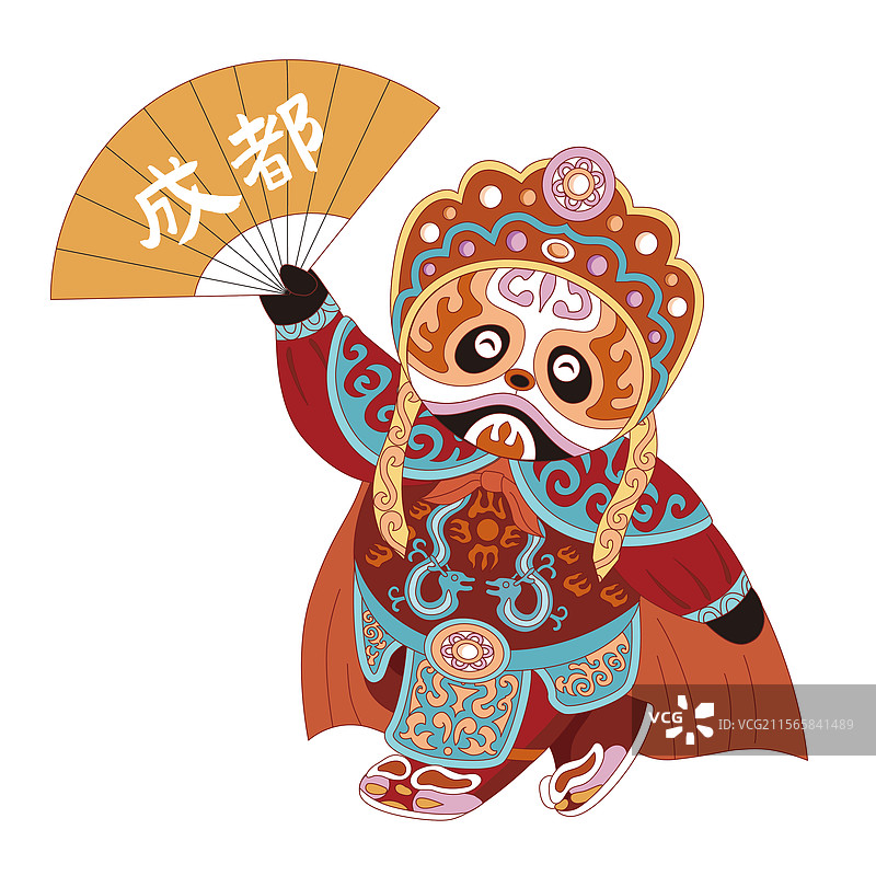 Q版川剧变脸四川民俗熊猫图片素材