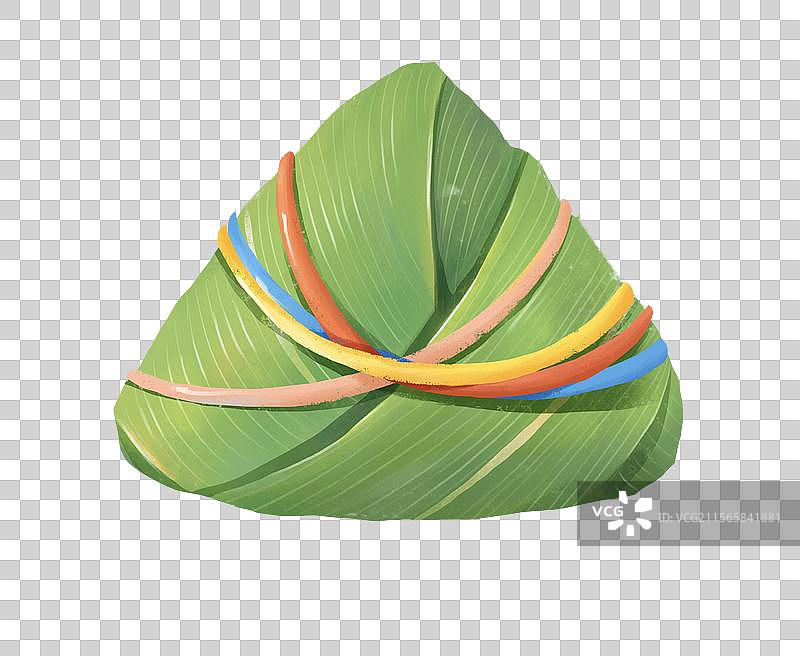 端午节插画五彩绳粽子大枣馅粽子和粽叶图片素材