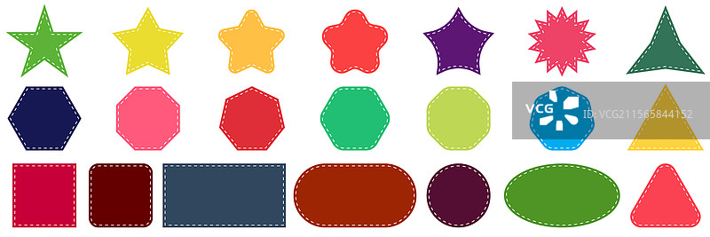 一组不同的基本彩色几何形状图片素材