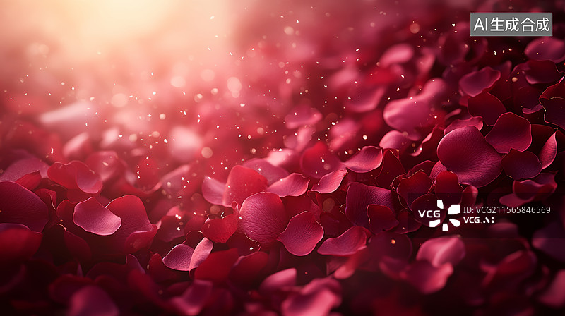 【AI数字艺术】玫瑰花瓣飘飞浪漫梦幻场景图片素材