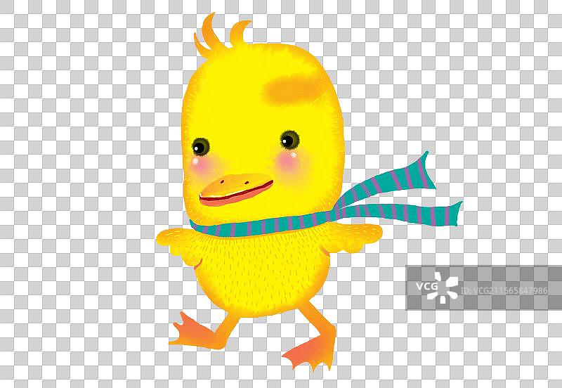免抠图形 PNG元素 开心走路的小黄鸭图片素材