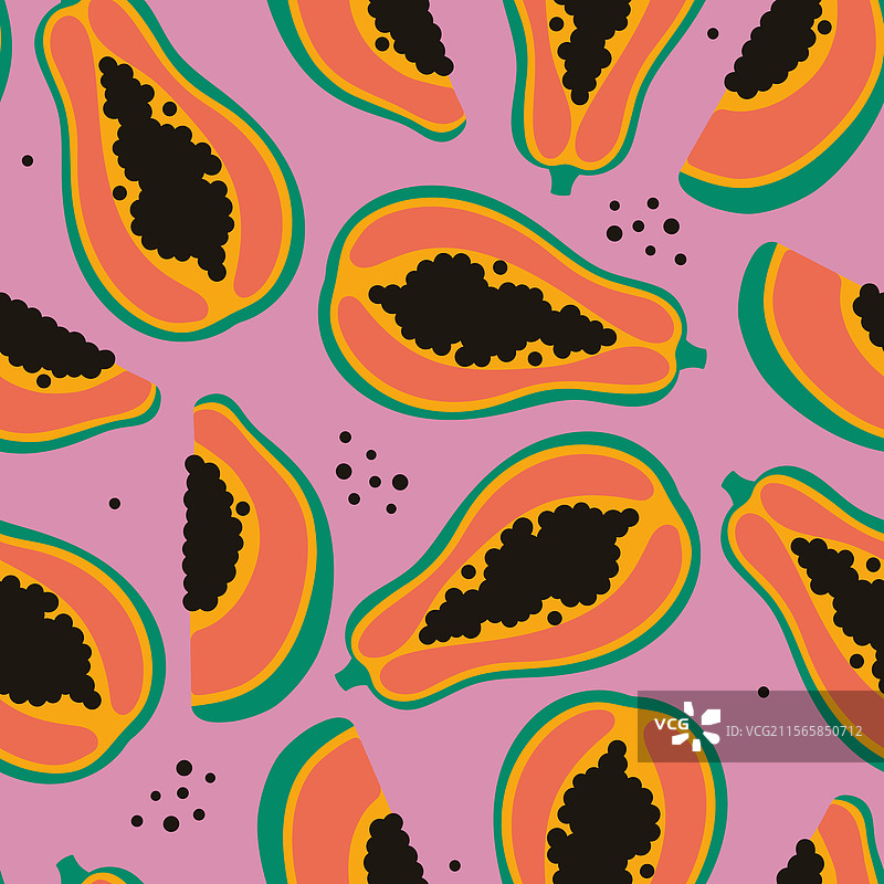 简单的无缝图案，背景为粉色，图案为木瓜图片素材