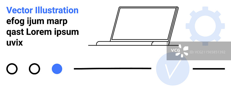 带有齿轮进度条和圆形符号的笔记本电脑图片素材