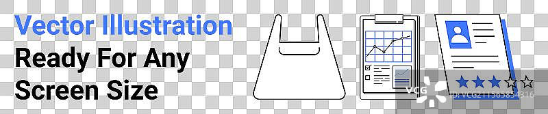 购物袋图标、清单和图表图片素材