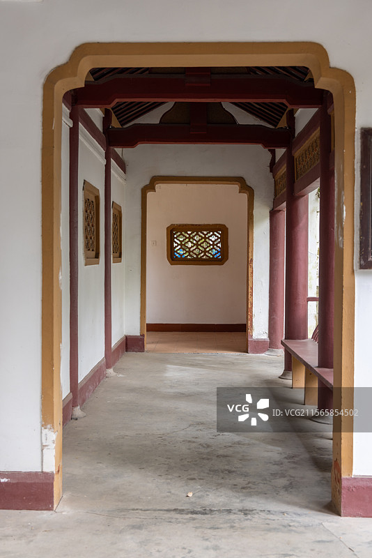 绵阳江油李白纪念馆内桃李园 长廊图片素材