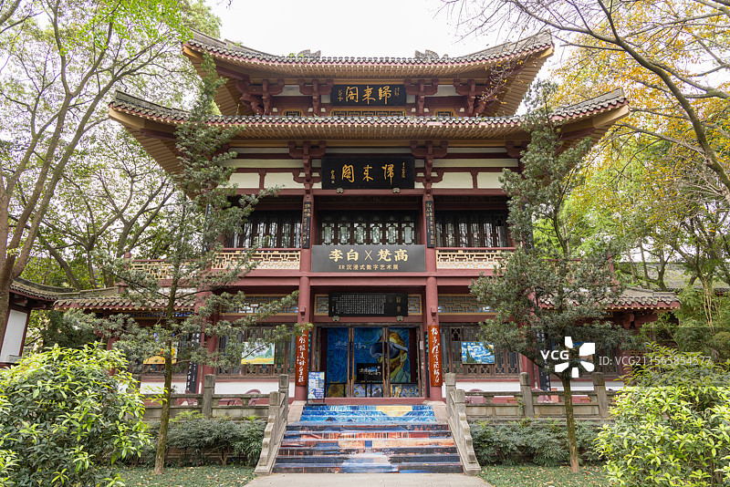 绵阳江油李白纪念馆内归来阁 李白与梵高数字艺术展图片素材