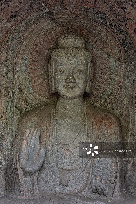 河南洛阳龙门石窟北魏时期洞窟宾阳三洞之宾阳中洞图片素材