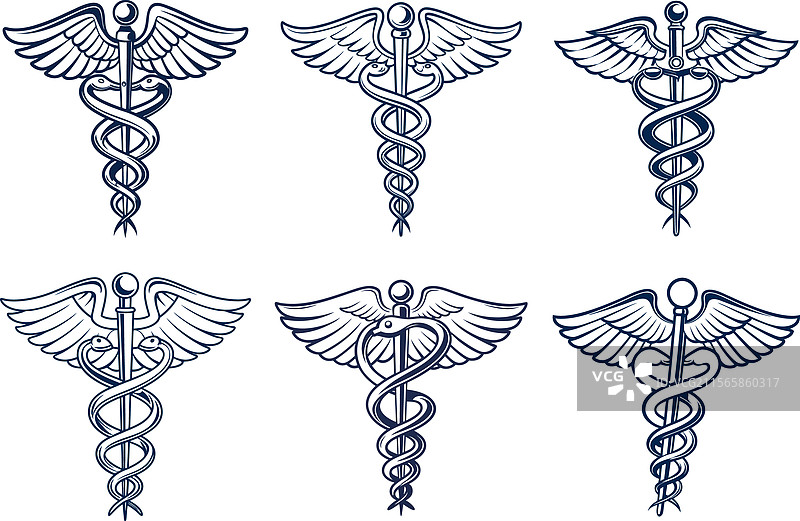 医学图标：赫尔墨斯的凯杜修斯杖图片素材