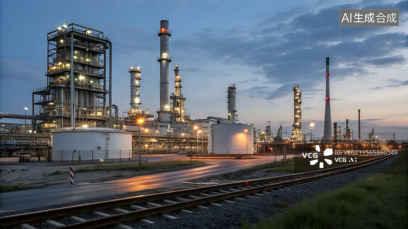 【AI数字艺术】石油炼化能源产业基地壮丽全景图片素材