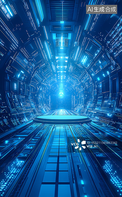 【AI数字艺术】未来科技走廊图片素材