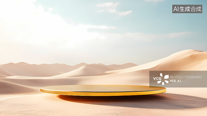 【AI数字艺术】金色沙漠展示台图片素材
