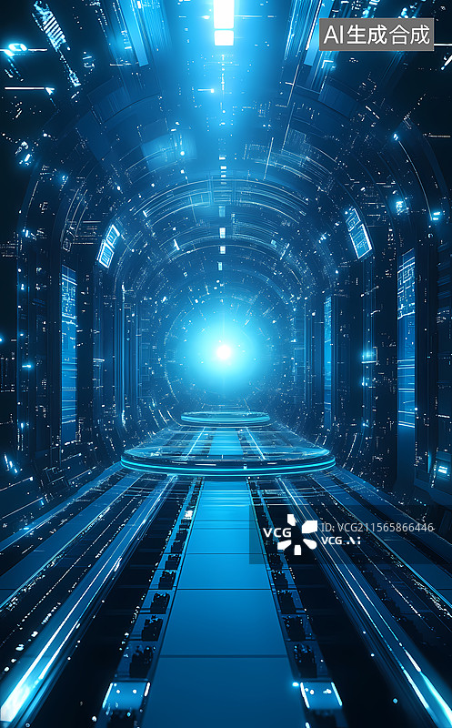 【AI数字艺术】未来科技走廊图片素材