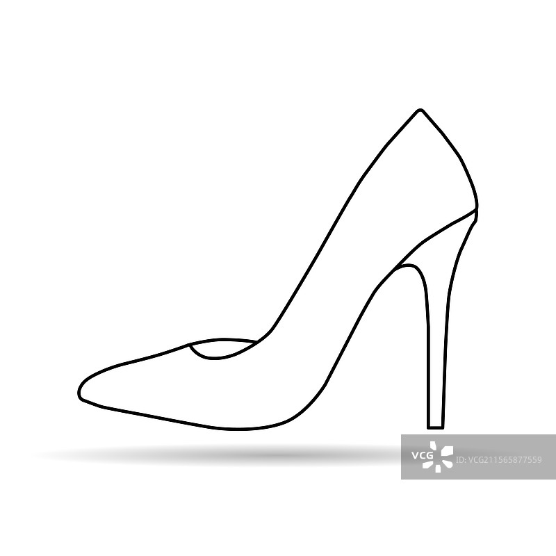 高跟鞋阴影图标时尚风格标志图片素材