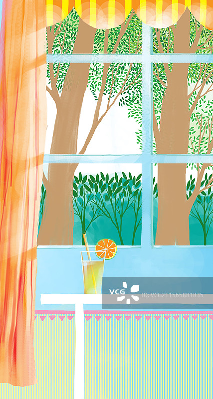 唯美壁纸背景 窗外的风景图片素材