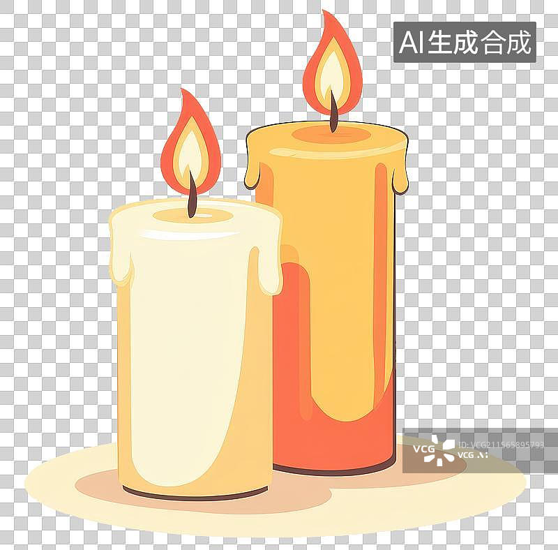 【AI数字艺术】3D渲染免扣图元素两根蜡烛图片素材