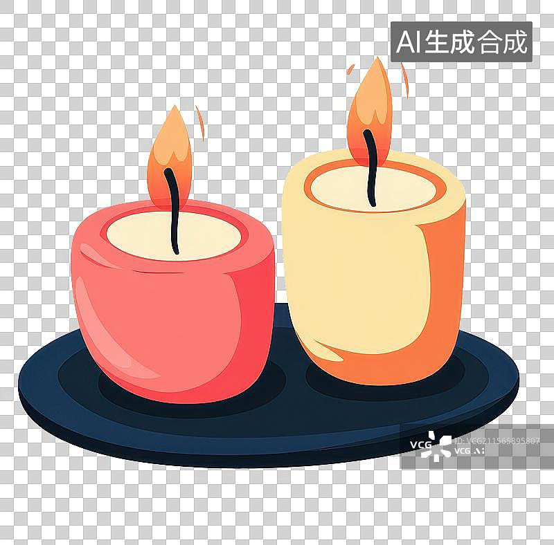 【AI数字艺术】3D渲染免扣图元素两根蜡烛图片素材