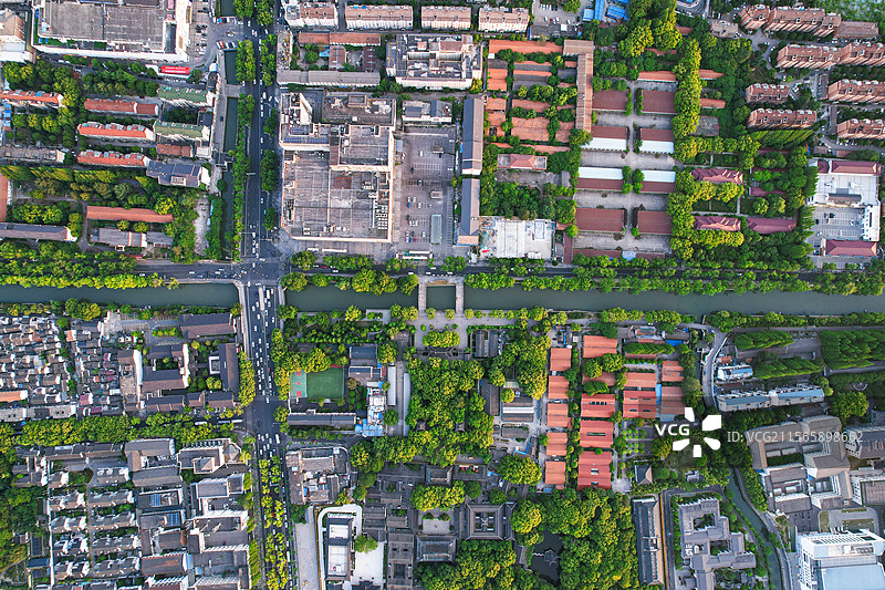 苏州西园寺航拍大景图片素材