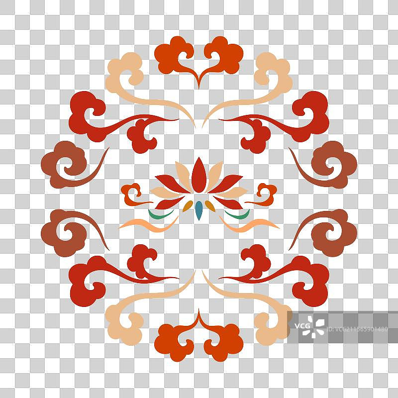 中式敦煌配色圆形祥云纹样素材图片素材