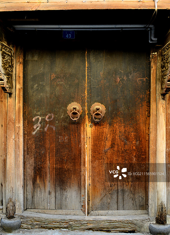 《老宅门》台门木门院子大门，绍兴嵊州崇仁古镇图片素材