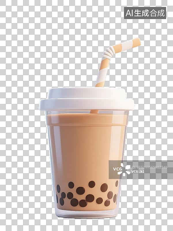 【AI数字艺术】一杯奶茶咖啡，3D三维图形免抠元素图片素材