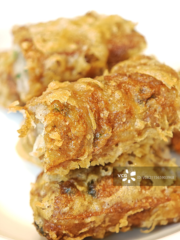金黄色酥脆的五香卷福建菜图片素材