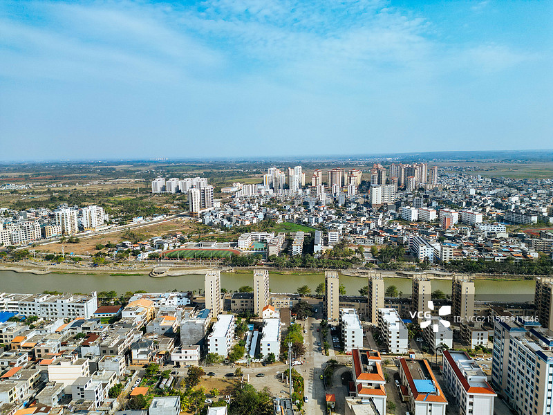 临高县 美营村 解放路 城市 海南 航拍图片素材